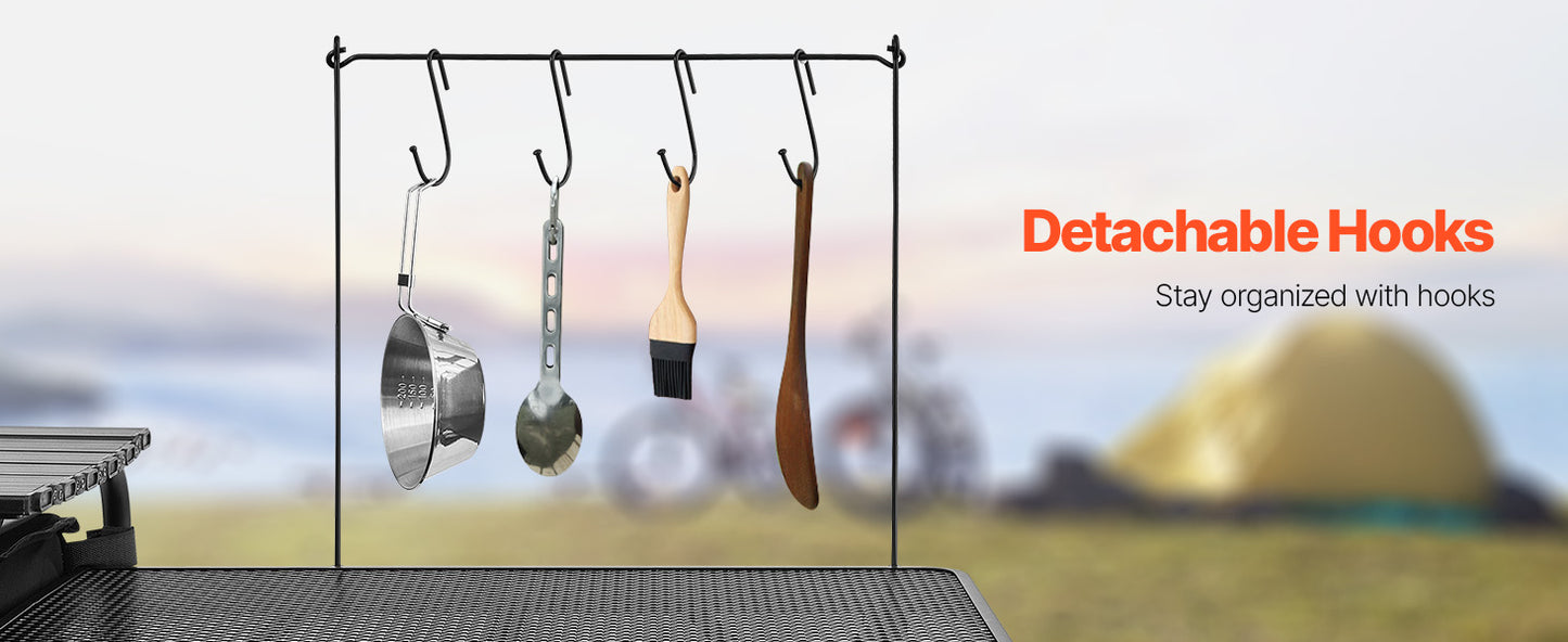 Camp Kitchen Table Aluminum Portable Cook Station, 3 Storage Cupboard Carrying Bag Quick Set-up