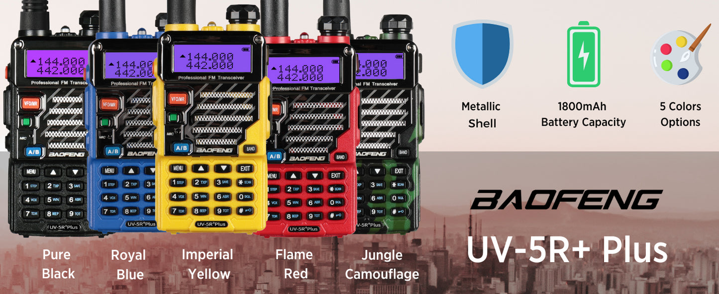 UV-5R+ Plus Two Way Radio, Long Range Rechargeable with Earpiece, Walkie Talkie,144-148 420-450MHz,