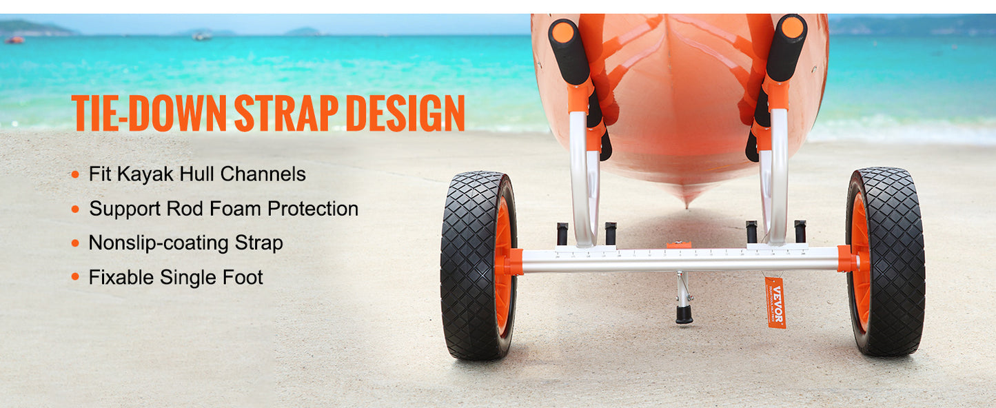 Kayak Cart 450lbs Detachable Canoe Trolley Cart with 12'' Tires Adjustable Width for Paddleboards