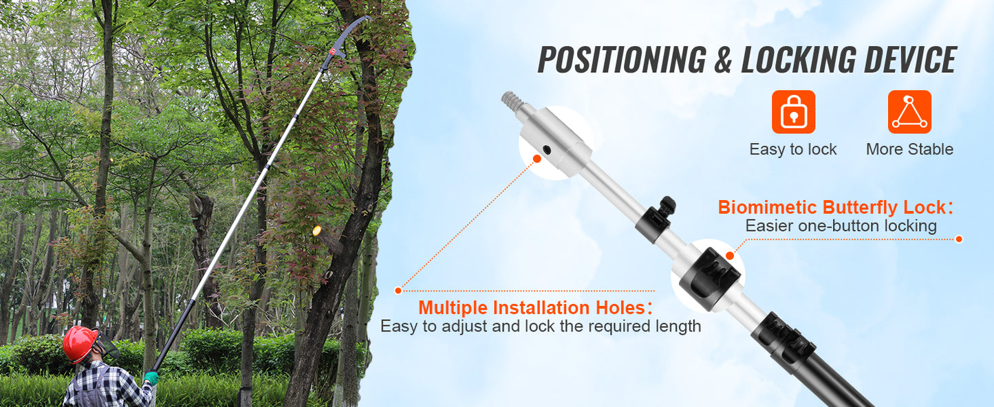 Manual Pole Saw Extendable Tree Pruner Sharp Steel Blade,Lightweight Aluminum Alloy Handle