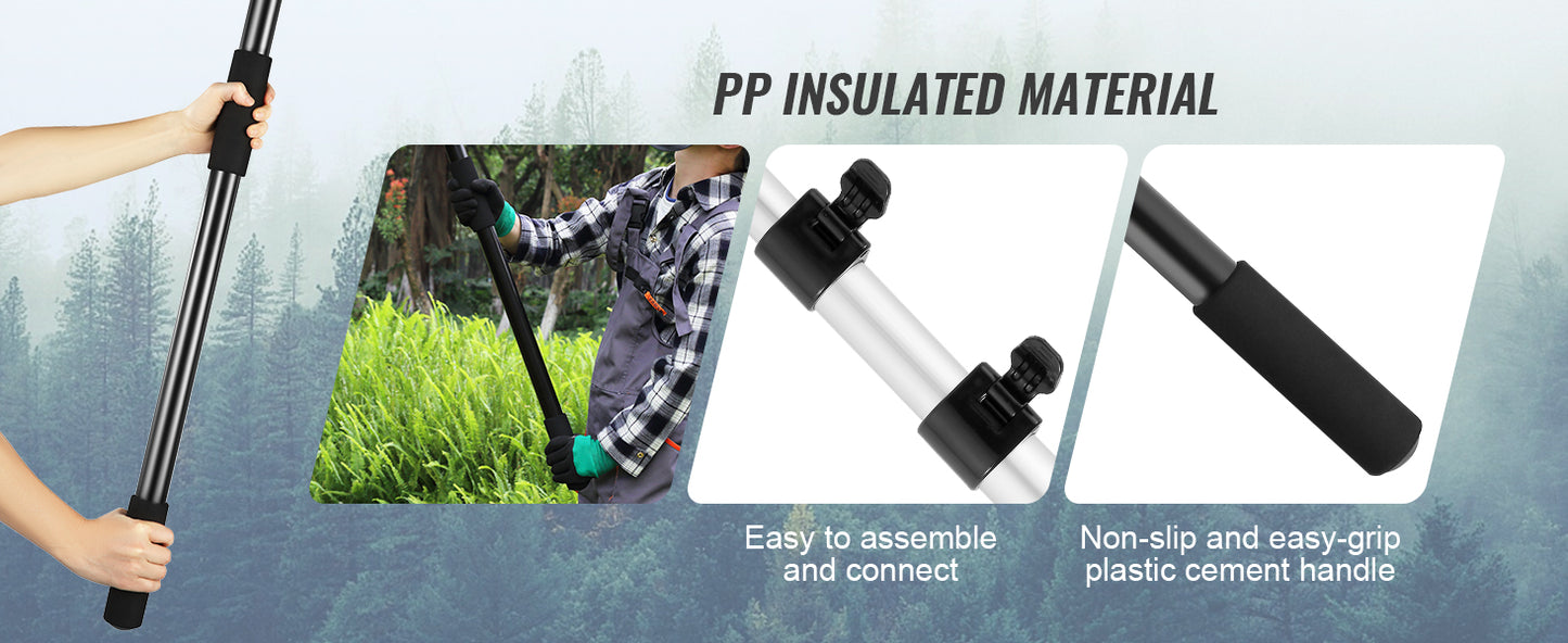 Manual Pole Saw Extendable Tree Pruner Sharp Steel Blade,Lightweight Aluminum Alloy Handle