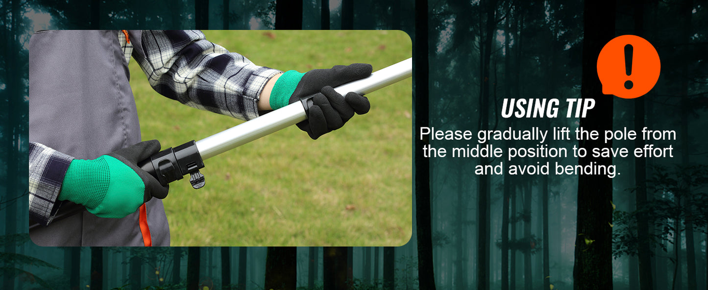 Manual Pole Saw Extendable Tree Pruner Sharp Steel Blade,Lightweight Aluminum Alloy Handle