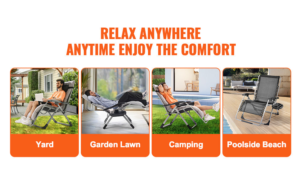 Zero Gravity Chair/Recliner Adjustable Anti Gravity with Cushion Footrest and Cupholder